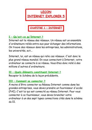 Leçon, Chapitre 1 - Internet