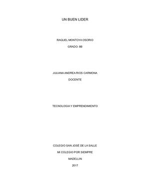 Un Buen Lider Raquel Montoya 8b