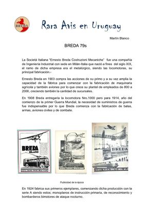 Rara Avis En Uruguay - Breda 79s aeronaves CX