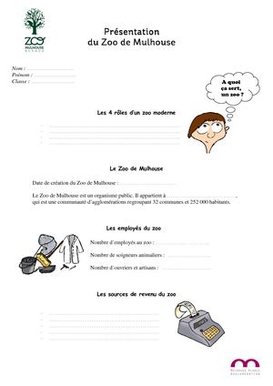 Fiche Les métiers du zoo