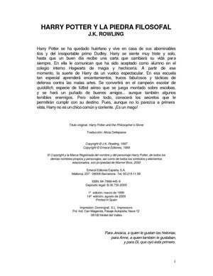 Harry Potter Y La Piedra Filosofal 01