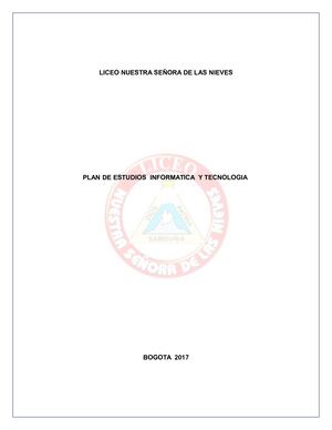 Plan De Estudios Informatica Y Tecnologia 2017