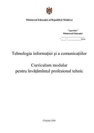 Curriculum La Tic Pentru îNvăț Prof Tehnic