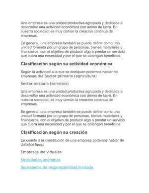 Una Empresa Es Una Unidad Productiva Agrupada Y Dedicada A Desarrollar Una Actividad Económica Con áNimo De Lucro