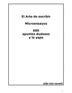 Aldo Luis Novelli El Arte De Escribir