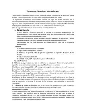 Organismos Financieros Internacionales