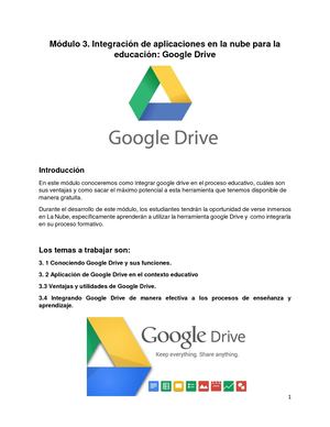 Módulo 3 Integración De Aplicaciones En La Nube Para La Educación Google Drive