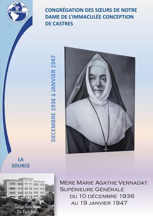 Mère Marie Agathe Vernadat 8ème Supérieure Générale de La Congrégation