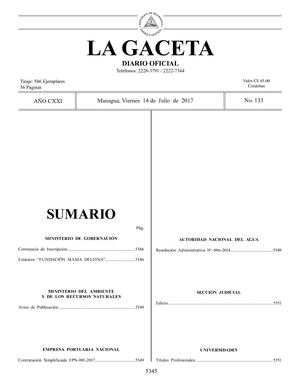 Gaceta No 133 Viernes 14 De Julio De 2017