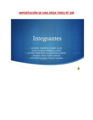 Importación De Una Grúa Terex Rt 100