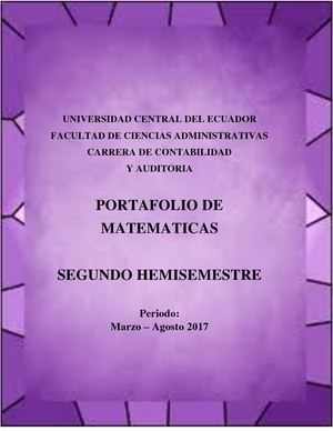 PORTAFOLIO DE MATEMATICAS SEGUNDO HEMISEMESTRE