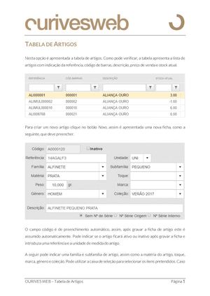 Ourives web | Tabela de Artigos