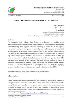 IMPACT OF COMPUTER GAMES ON STUDENTS GPA