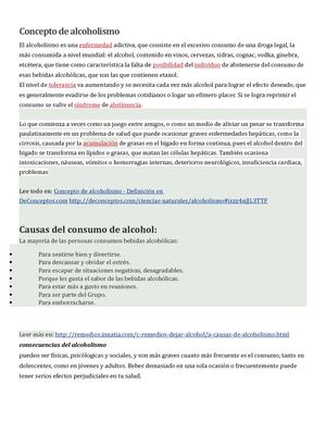 Concepto De Alcoholismo