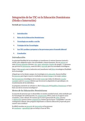 Ejemplo De Proyectos De Innovacion Tic En Republica Dominicana