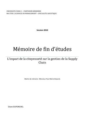 2010 Memoire M2 Logistique DUPONCHEL Diane 2