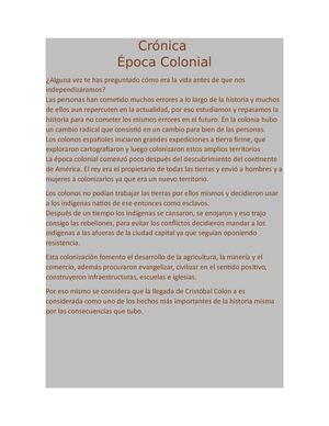 Epoca Colonial (Cronica)