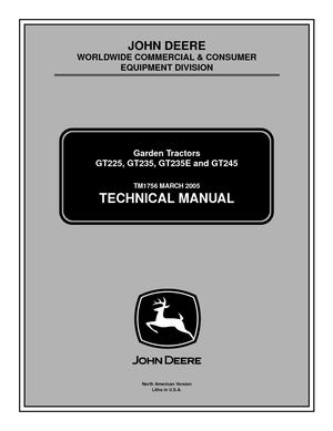 JOHN DEERE GT245 LAWN GARDEN TRACTOR Service Repair Manual