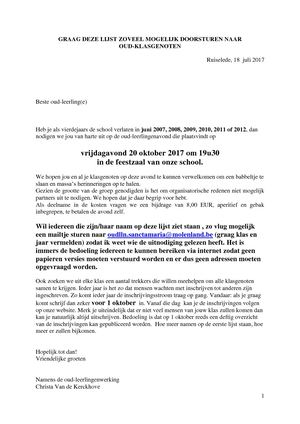 Namenlijst Reunie 2017