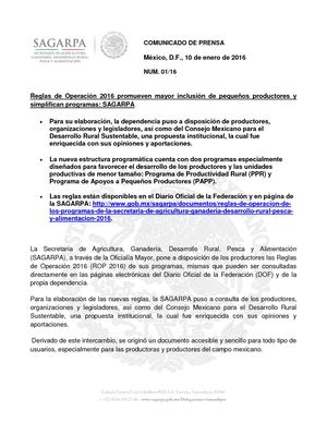 Reglas Operacion Sagarpa