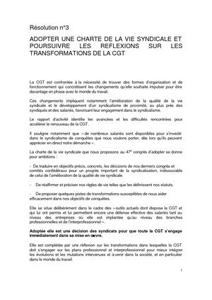 Charte De La Vie Syndicale
