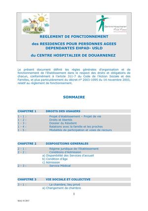 Règlement de fonctionnement des Ehpad