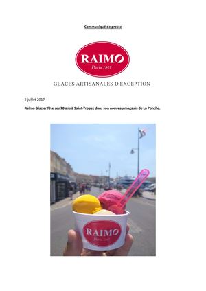 Communiqué de Presse Raimo Glacier à Saint Tropez