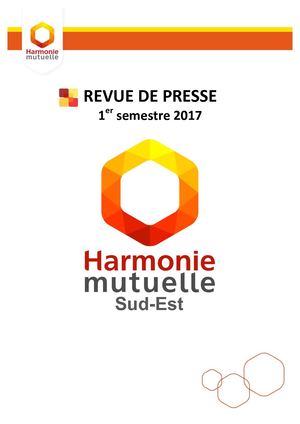 Revue De Presse 1er semestre 2017 Harmonie Mutuelle