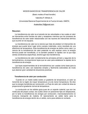 Modos Basicos De Transferencia De Calor