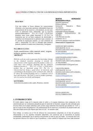10-3-7 oxido cúprico uno de los minerales mas importantes