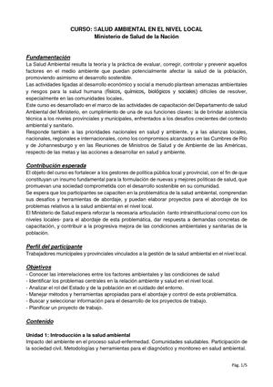 Curso de Salud Ambiental en el nivel local