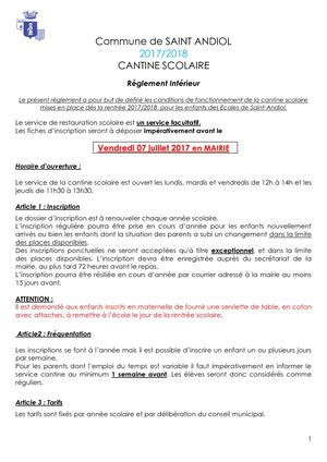 Reglement Cantine
