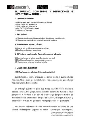 Turismo, Conceptos Y Definiciones