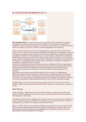 El Plan De Mejoramiento