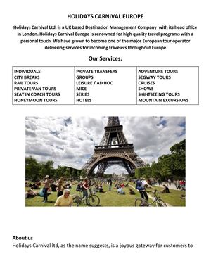 Holidays Europe for couple DMC  UK , Europe Holidays packages