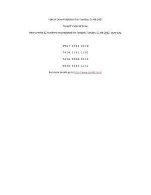 Special Draw Prediction For Tuesday Jom4d.com