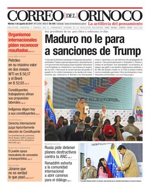 Correo Del Orinoco N° 2 816 Martes 1 De Agosto De 2017