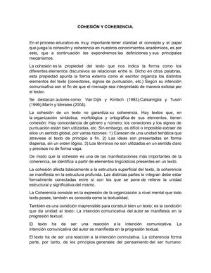 Cohesión Y Coherencia