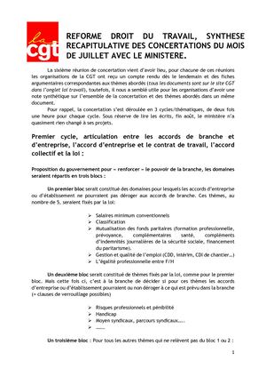 Synthèse Confédérale CGT