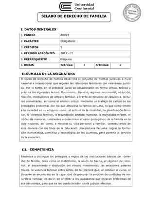 A0097 Silabo Derecho De Familia