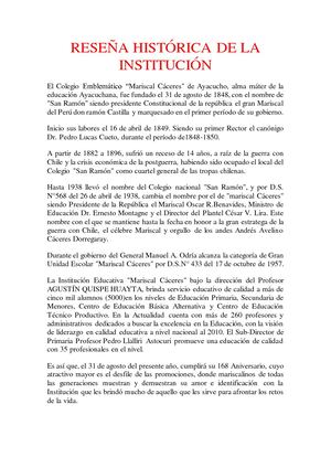 Reseña Histórica De La Institución MC