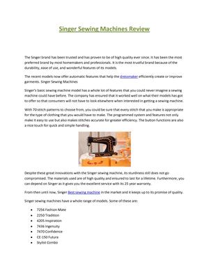 Singer Sewing Machines Review