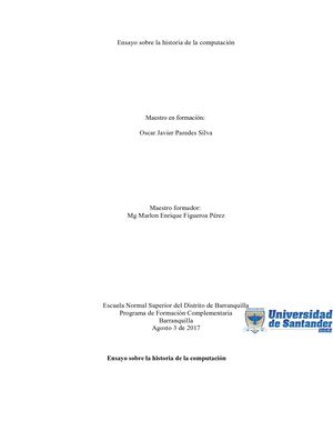 Ensayo Sobre La Historia De La Computadora Y Computación