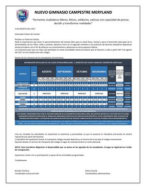 Circulares Extracurriculares 2 Semestre Meryland