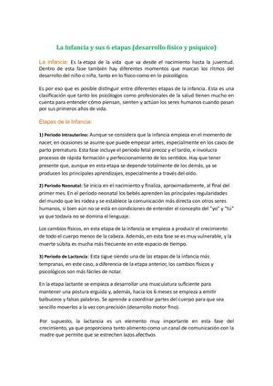 La Infancia Y Sus 6 Etapas