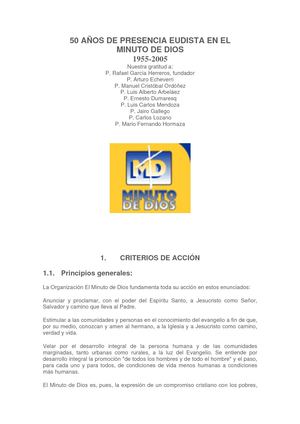 50 Anos De Presencia Eudista En El Minuto De Dios