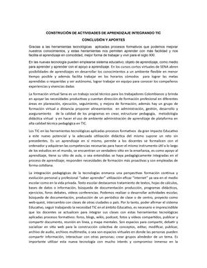 Conclusión Y Aportes De Las Herramientas Tecnológicas Aplicadas Procesos Formativos