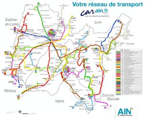 Plan du réseau des transports car.ain.fr