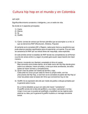 Cultura Hip Hop En El Mundo Y En Colombia