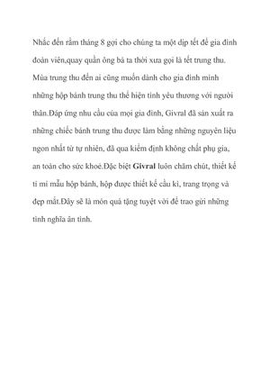 Bảng Giá Banh Trung Thu Givral